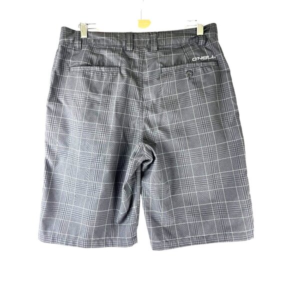 Coastal Beach Fisherman O'Neill Intersect Walking Shorts Black Plaid, Men's 32 - Picture 2 of 9